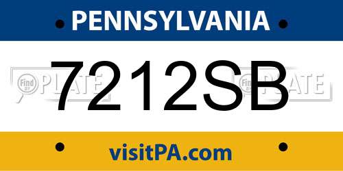 7212SB Pennsylvania License Plate