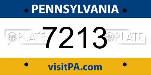 7213 Pennsylvania License Plate