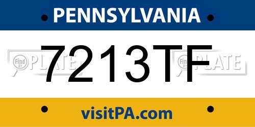 7213TF Pennsylvania License Plate