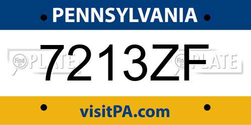 7213ZF Pennsylvania License Plate