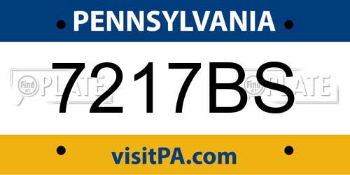 7217BS Pennsylvania License Plate