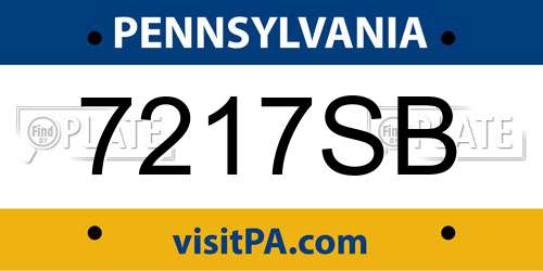 7217SB Pennsylvania License Plate