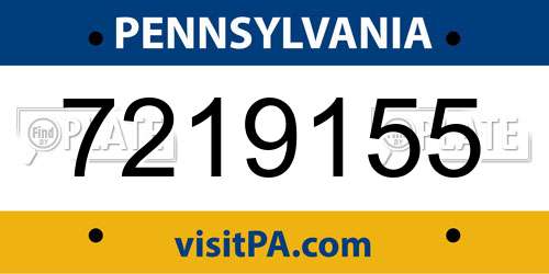 7219155 Pennsylvania License Plate