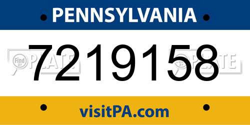 7219158 Pennsylvania License Plate