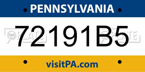 72191B5 Pennsylvania License Plate
