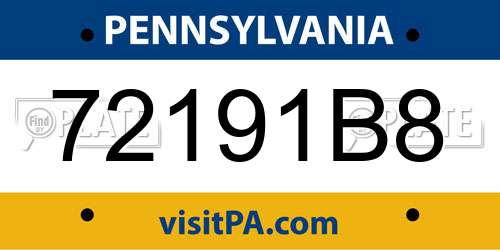 72191B8 Pennsylvania License Plate