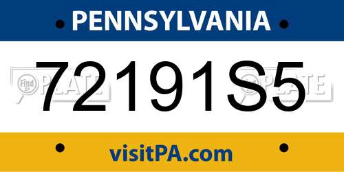 72191S5 Pennsylvania License Plate