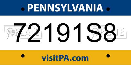 72191S8 Pennsylvania License Plate