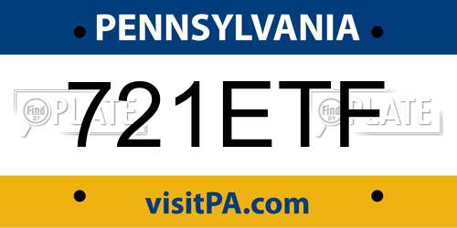 721ETF Pennsylvania License Plate