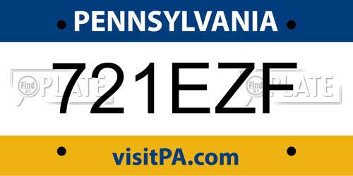 721EZF Pennsylvania License Plate