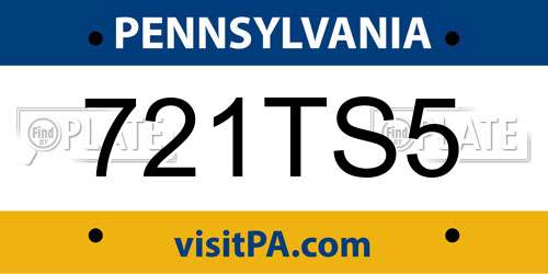 721TS5 Pennsylvania License Plate