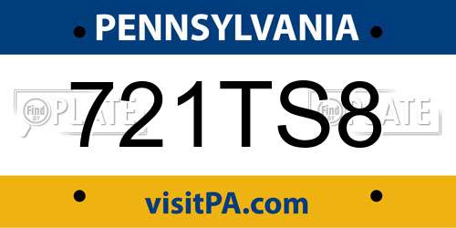 721TS8 Pennsylvania License Plate
