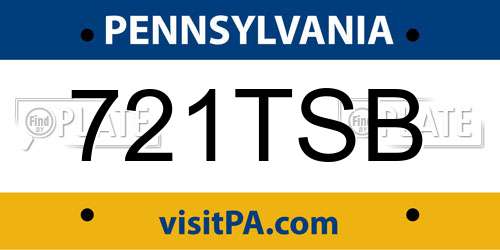 721TSB Pennsylvania License Plate