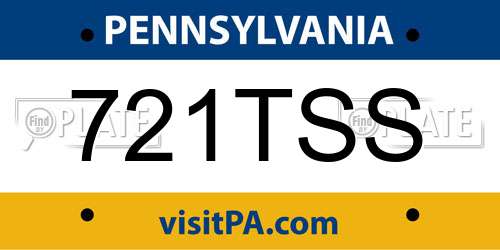 721TSS Pennsylvania License Plate
