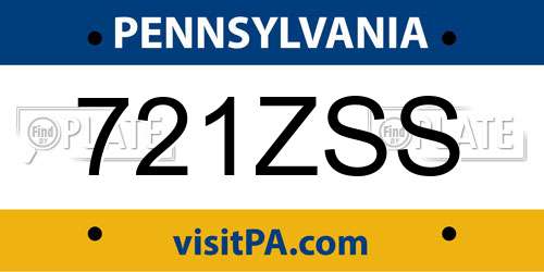 721ZSS Pennsylvania License Plate