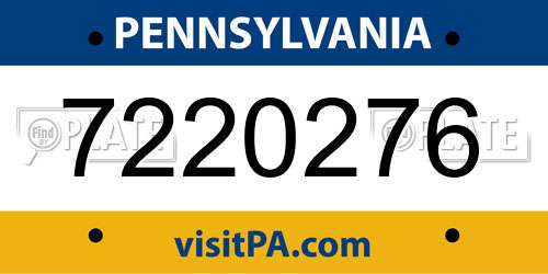 7220276 Pennsylvania License Plate