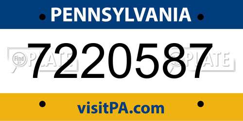 7220587 Pennsylvania License Plate