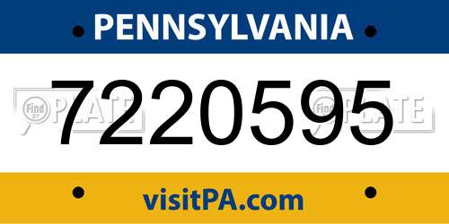 7220595 Pennsylvania License Plate