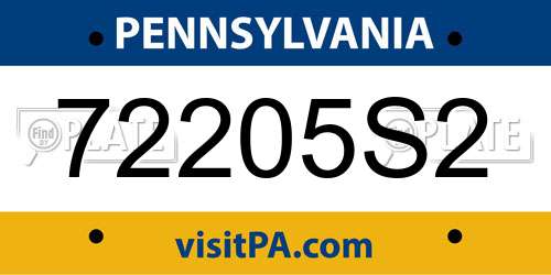 72205S2 Pennsylvania License Plate
