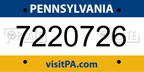 7220726 Pennsylvania License Plate