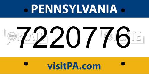 7220776 Pennsylvania License Plate
