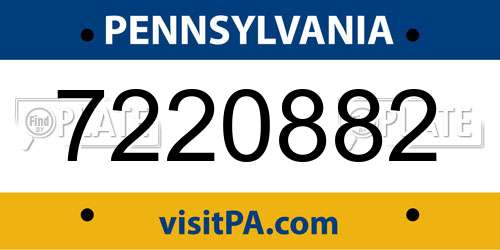 7220882 Pennsylvania License Plate