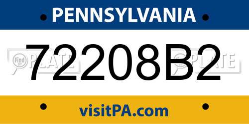 72208B2 Pennsylvania License Plate