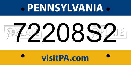 72208S2 Pennsylvania License Plate
