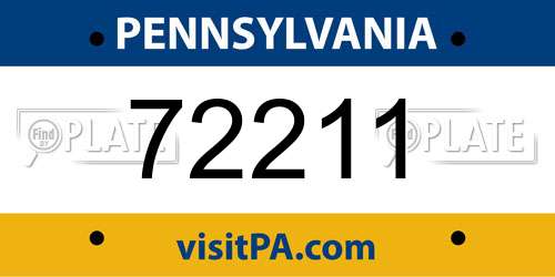 72211 Pennsylvania License Plate