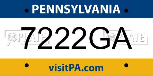 7222GA Pennsylvania License Plate