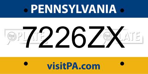 7226ZX Pennsylvania License Plate