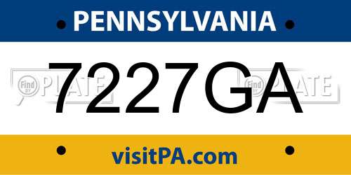7227GA Pennsylvania License Plate
