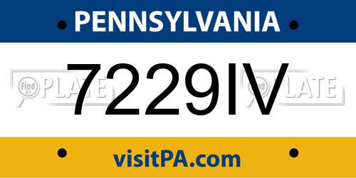 7229IV Pennsylvania License Plate