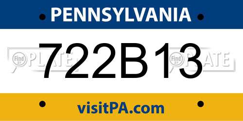 722B13 Pennsylvania License Plate