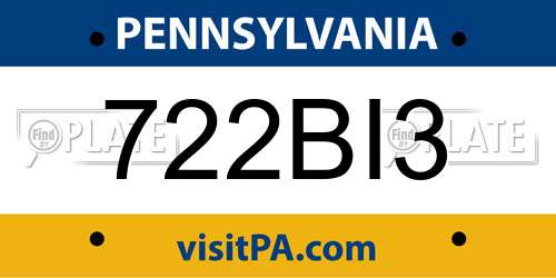 722BI3 Pennsylvania License Plate