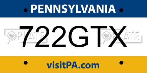 722GTX Pennsylvania License Plate