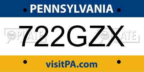 722GZX Pennsylvania License Plate