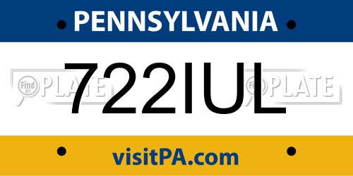 722IUL Pennsylvania License Plate
