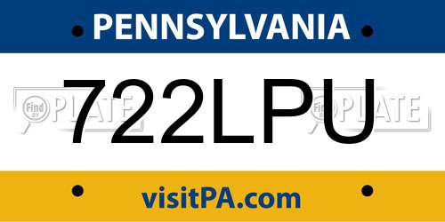 722LPU Pennsylvania License Plate