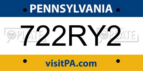 722RY2 Pennsylvania License Plate