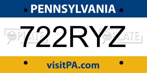 722RYZ Pennsylvania License Plate