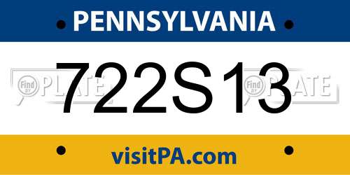722S13 Pennsylvania License Plate