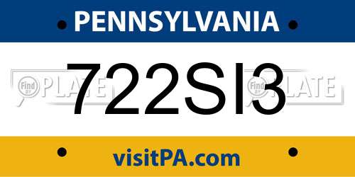 722SI3 Pennsylvania License Plate