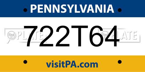 722T64 Pennsylvania License Plate