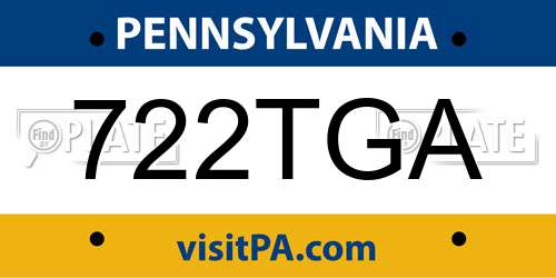 722TGA Pennsylvania License Plate