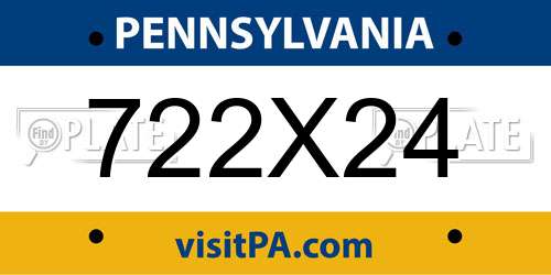 722X24 Pennsylvania License Plate