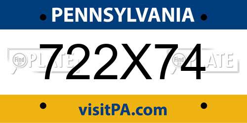 722X74 Pennsylvania License Plate
