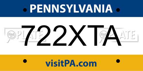 722XTA Pennsylvania License Plate