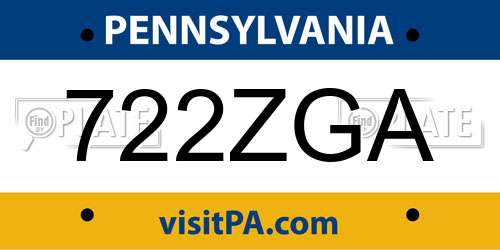 722ZGA Pennsylvania License Plate