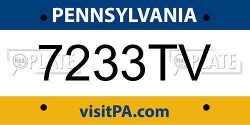 7233TV Pennsylvania License Plate